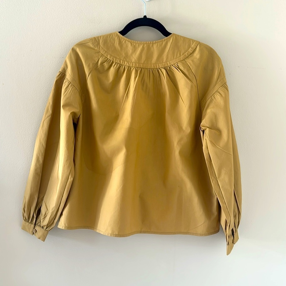 J. Crew Womens NWT Shirred Popover Cotton Poplin Top Honey Brown Size XS Preppy - Picture 3 of 10
